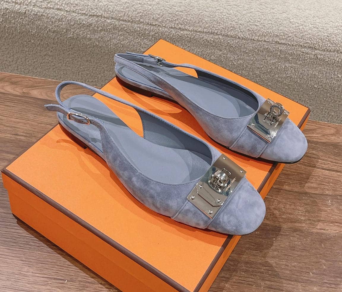 Hermes Kelly buckle slingback ballet flats-8